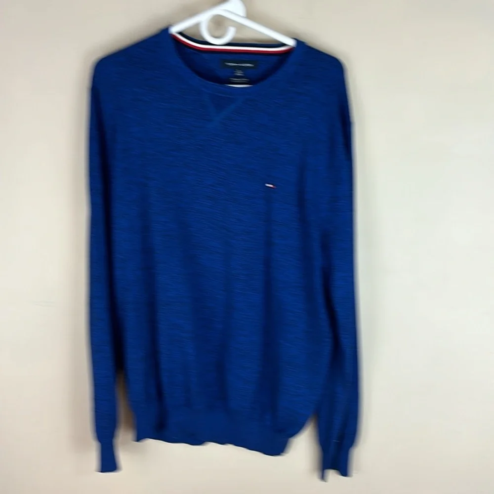 Tommy Hilfiger Blue and Black Marled  Premium Cotton Sweater Size XL